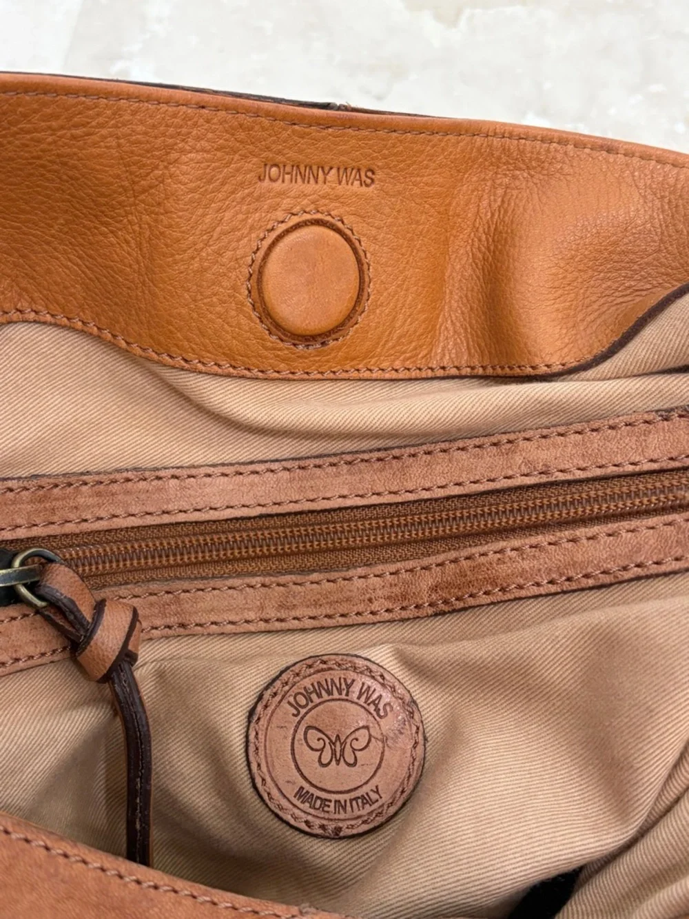 Johnny Was Suede Leather Hobo Bag